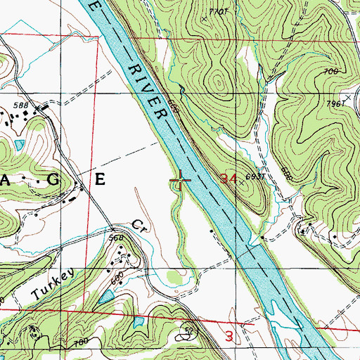 Topographic Map of Lousy Creek, MO