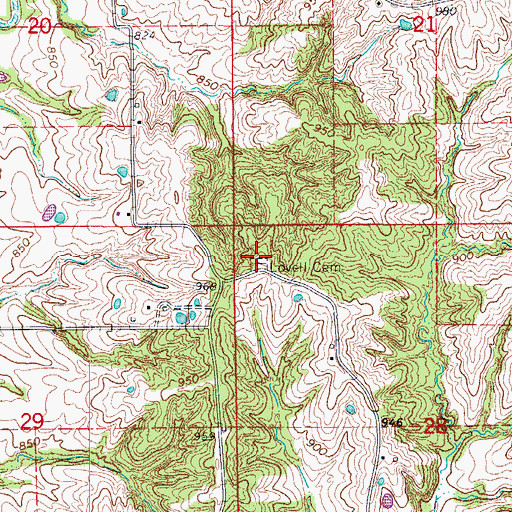 Topographic Map of Lovell Cemetery, MO