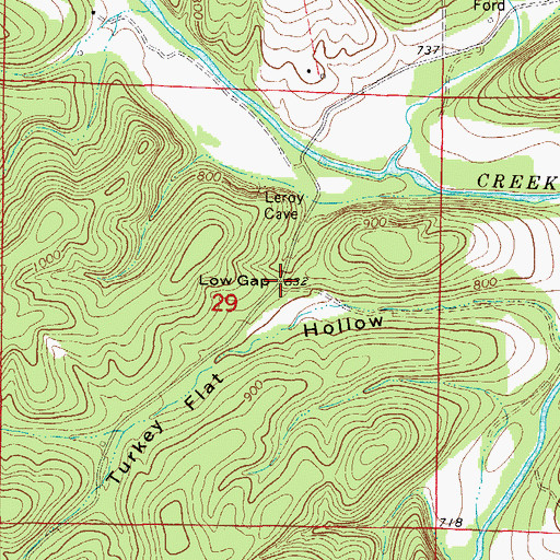 Topographic Map of Low Gap, MO