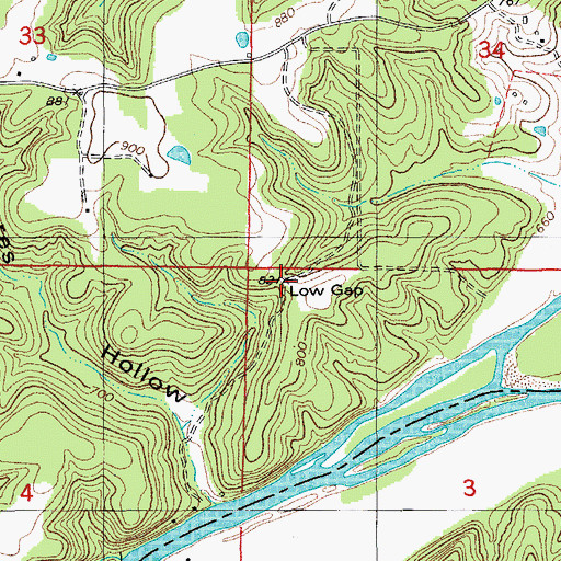 Topographic Map of Low Gap, MO