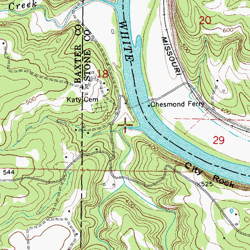 Topographic Map of Jacks Creek, AR