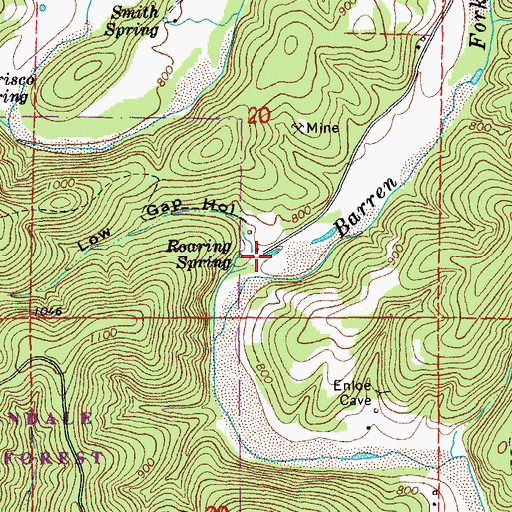 Topographic Map of Low Gap Hollow, MO