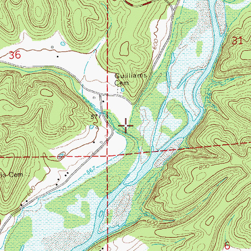 Topographic Map of Low Hollow, MO