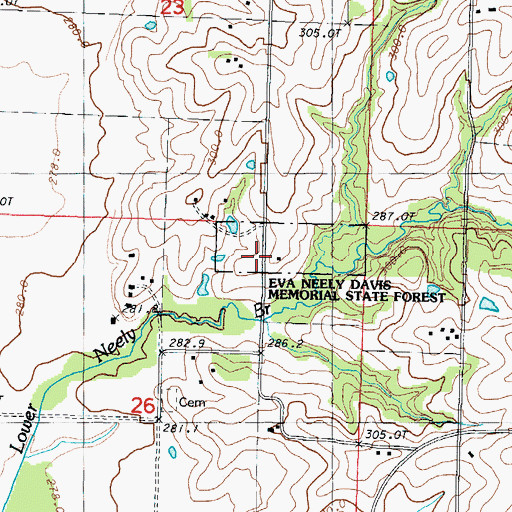 Topographic Map of Lower Neely School (historical), MO