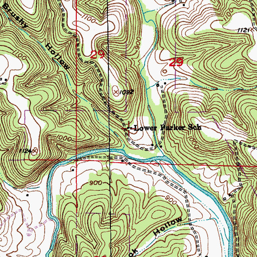 Topographic Map of Lower Parker School, MO