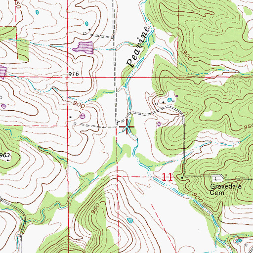 Topographic Map of Lower Peavine Creek, MO
