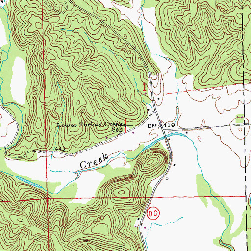 Topographic Map of Lower Turkey Creek School, MO