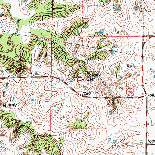 Topographic Map of Lowery Cemetery, MO