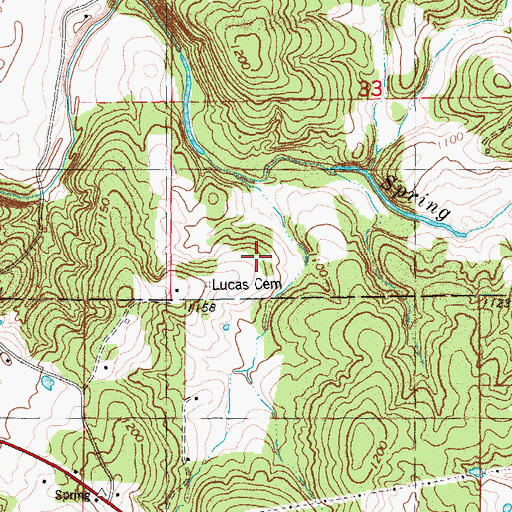 Topographic Map of Lucas Cemetery, MO