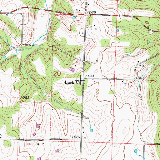 Topographic Map of Luck Church, MO