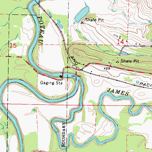 Topographic Map of James Fork, OK