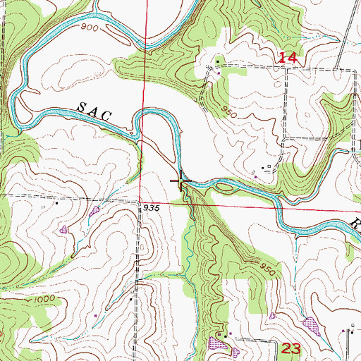 Topographic Map of Lumley Branch, MO