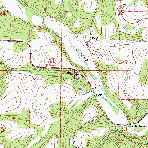 Topographic Map of Luna Church, MO
