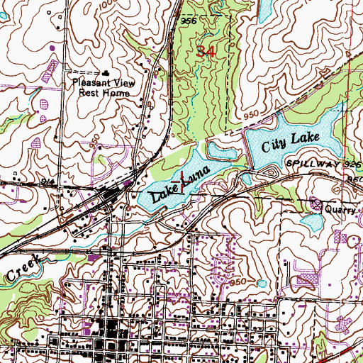 Topographic Map of Lake Luna, MO