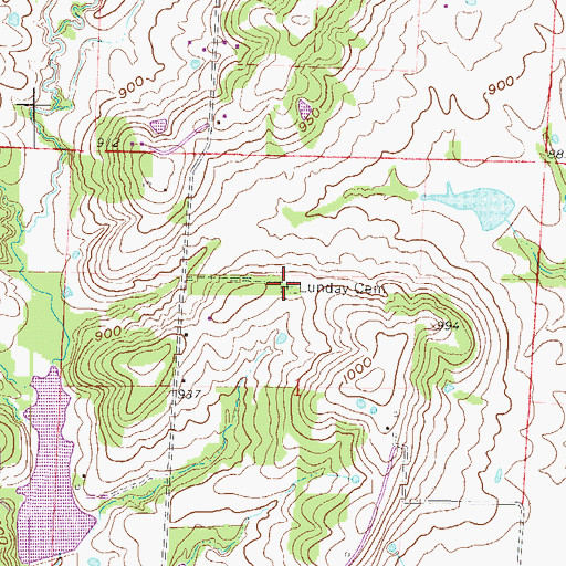 Topographic Map of Lunday Cemetery, MO