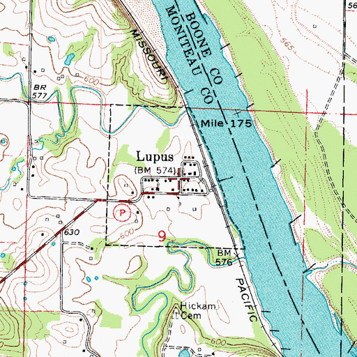 Topographic Map of Lupus, MO