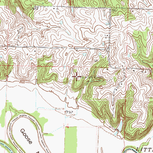 Topographic Map of Lutes Cemetery, MO