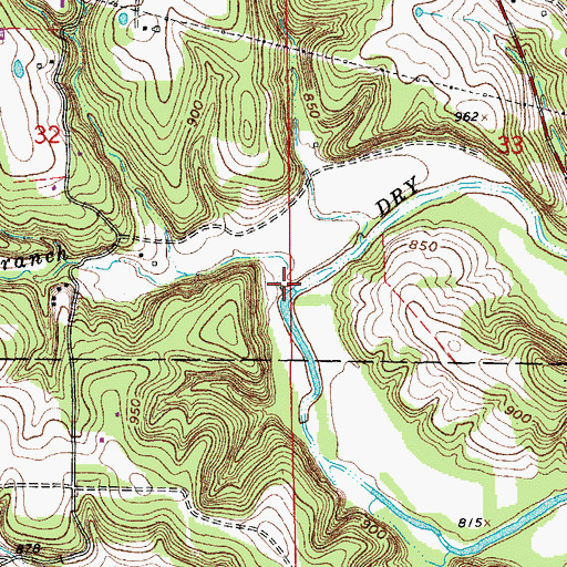 Topographic Map of Luther Branch, MO