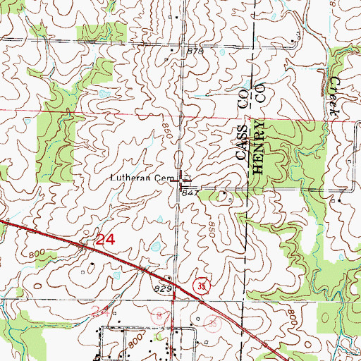 Topographic Map of Trinity Lutheran Cemetery, MO