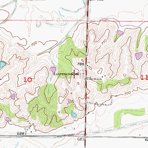 Topographic Map of Lutheran Cemetery, MO