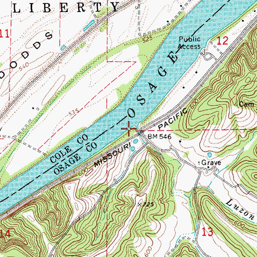 Topographic Map of Luzon Branch, MO
