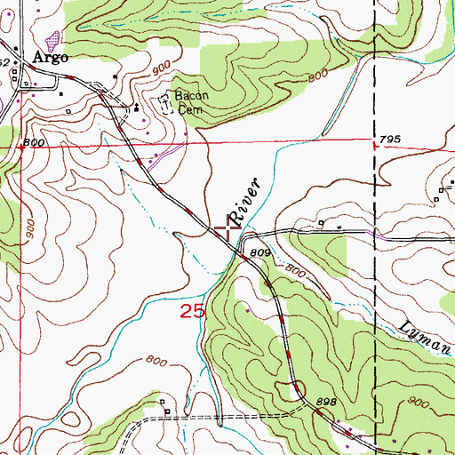 Topographic Map of Lyman Creek, MO