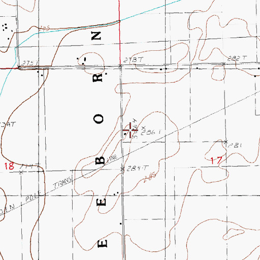 Topographic Map of Lynne Oak Cemetery, MO