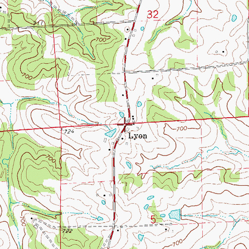 Topographic Map of Lyon, MO