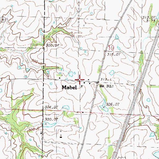Topographic Map of Mabel, MO
