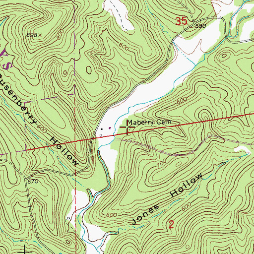 Topographic Map of Maberry Cemetery, MO