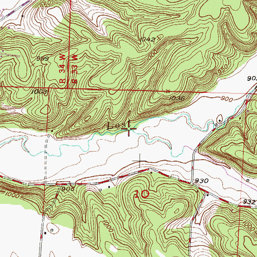 Topographic Map of MacDougal Branch, MO