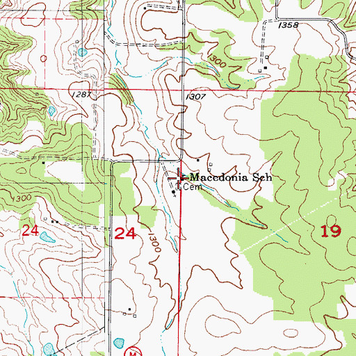Topographic Map of Macedonia School, MO