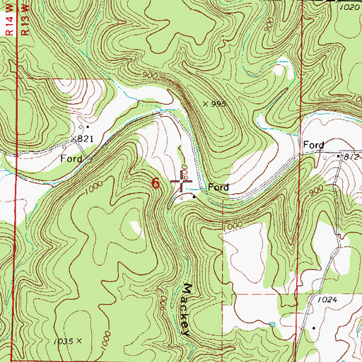 Topographic Map of Mackey Hollow, MO