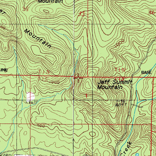 Topographic Map of Jeff Summit Mountain, AR