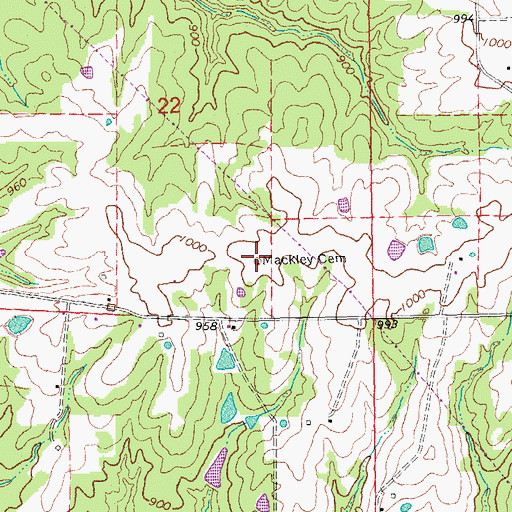 Topographic Map of Mackley Cemetery, MO