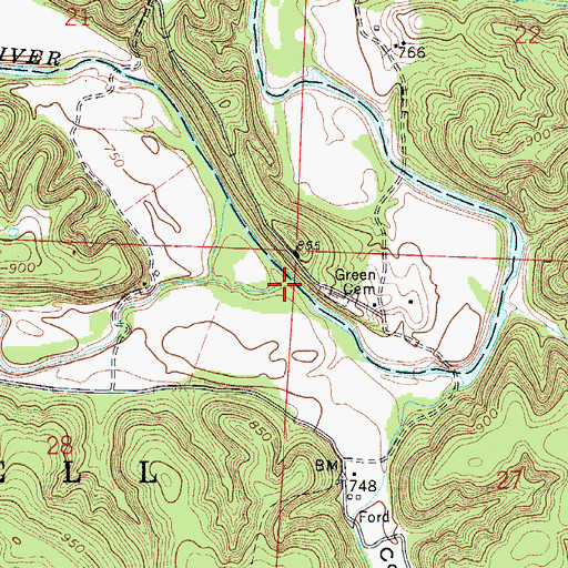 Topographic Map of Macks Creek, MO