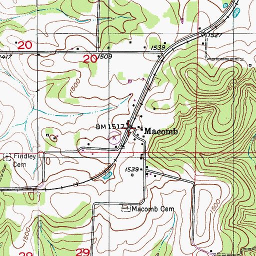 Topographic Map of Macomb, MO