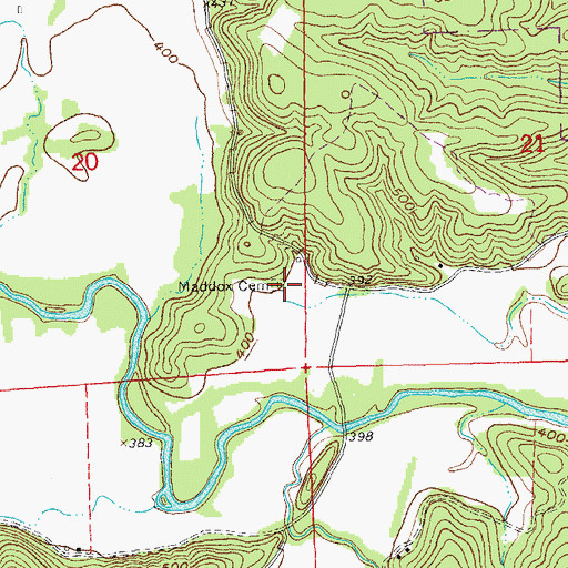 Topographic Map of Maddox Cemetery, MO
