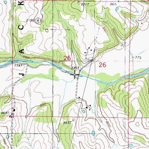 Topographic Map of Mag Creek, MO