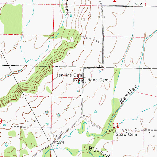 Topographic Map of Jenkins Cemetery, AR