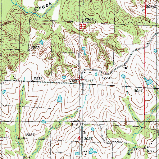 Topographic Map of Magee Cemetery, MO