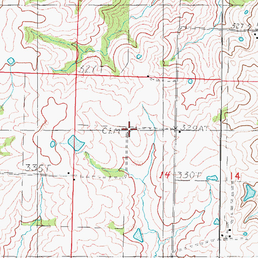 Topographic Map of Magee Cemetery, MO