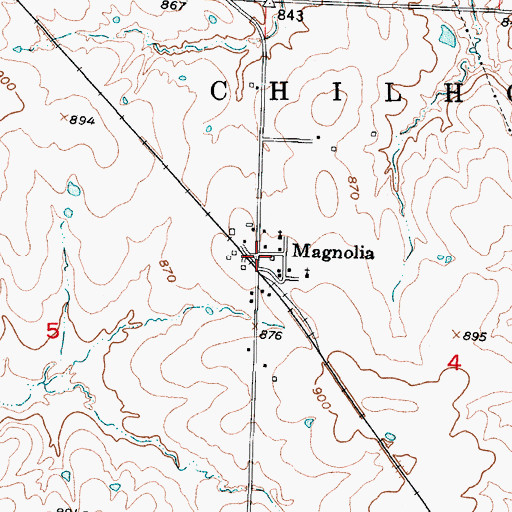 Topographic Map of Magnolia, MO