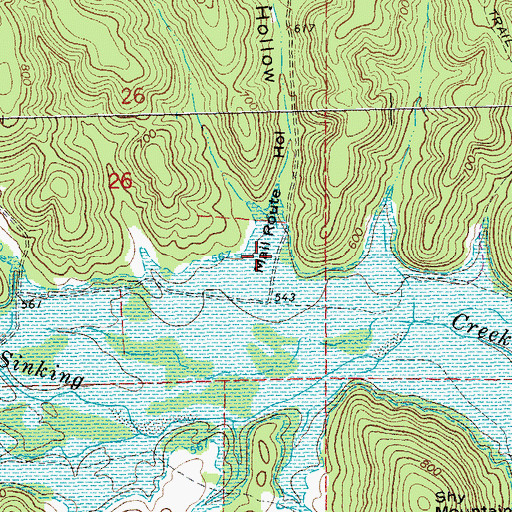 Topographic Map of Mail Route Hollow, MO