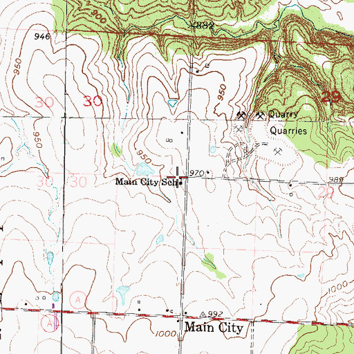 Topographic Map of Main City School (historical), MO