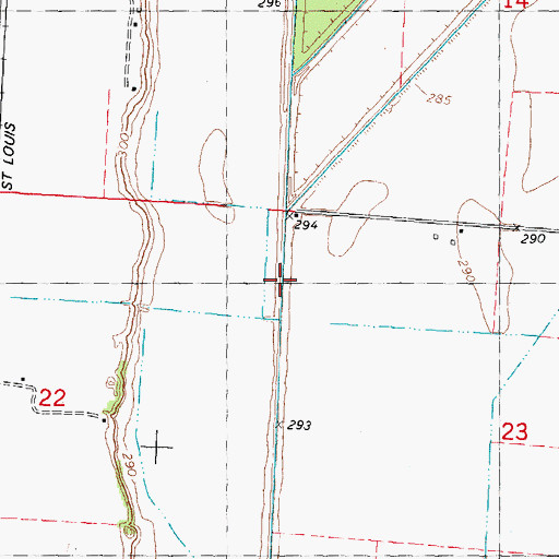 Topographic Map of Main Ditch, MO