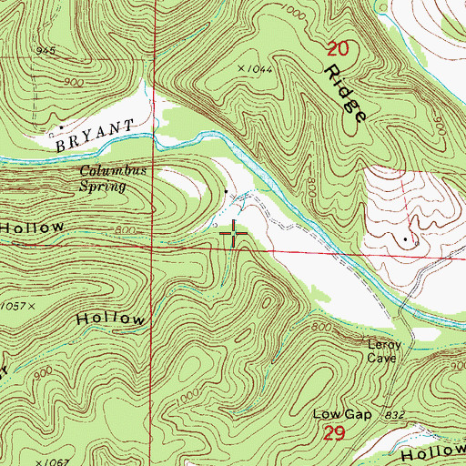 Topographic Map of Major Hollow, MO