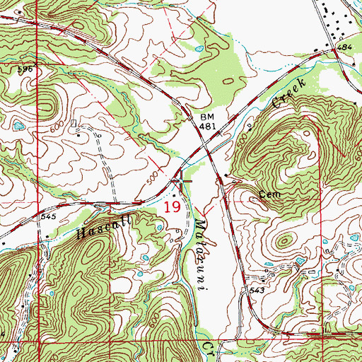 Topographic Map of Malaruni Creek, MO