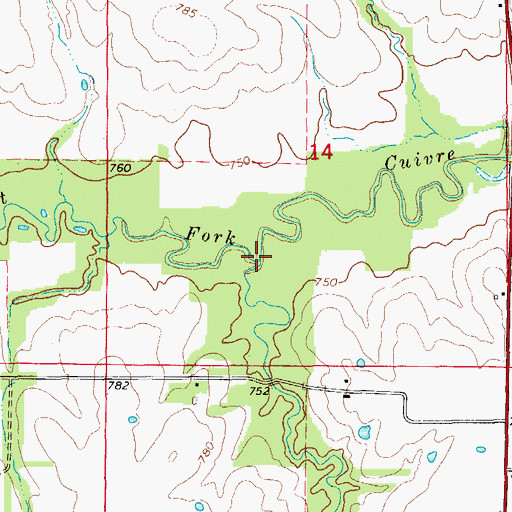 Topographic Map of Mams Slough, MO