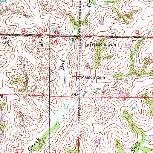 Topographic Map of Manion Cemetery, MO